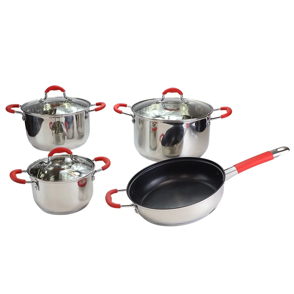 Wholesale Custom Private Label Kitchenware Soup Pot and Pan Cooking Set Induction Kitchen Stainless Steel Cookware