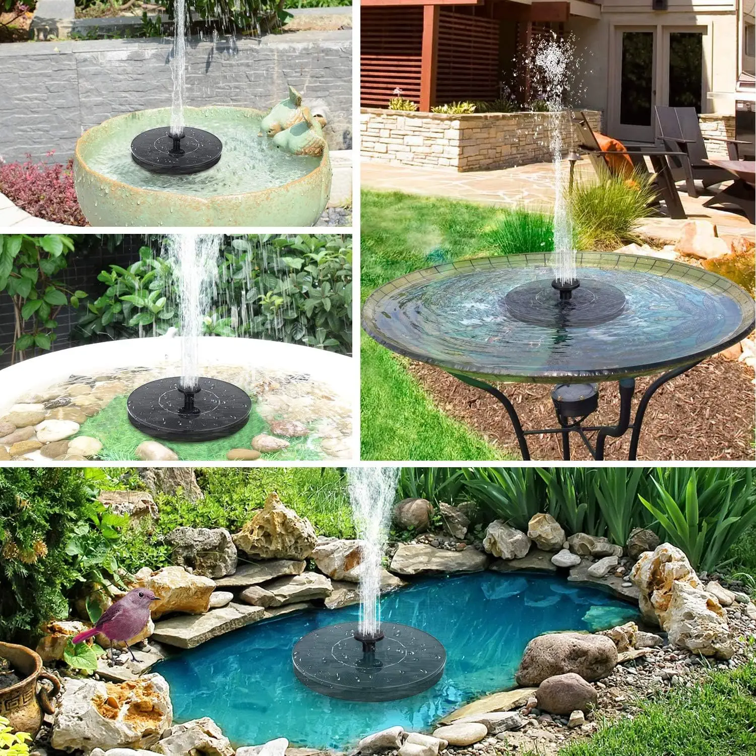 Upgraded Garden Pump Birdbath solar fountain for shrimp pond