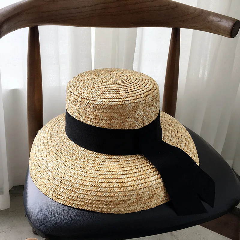 Summer Lady French Hepburn Retro Ribbon Straw Sunshade Beach Hat