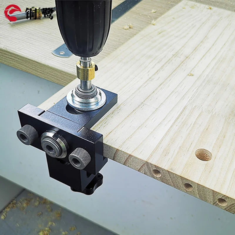 KEGRET 3 In 1 Hole Jig Adjustable Dowel Jig Drill Kit 6/8/10mm Drill Bit Woodworking Drilling Positioner Punch Locator