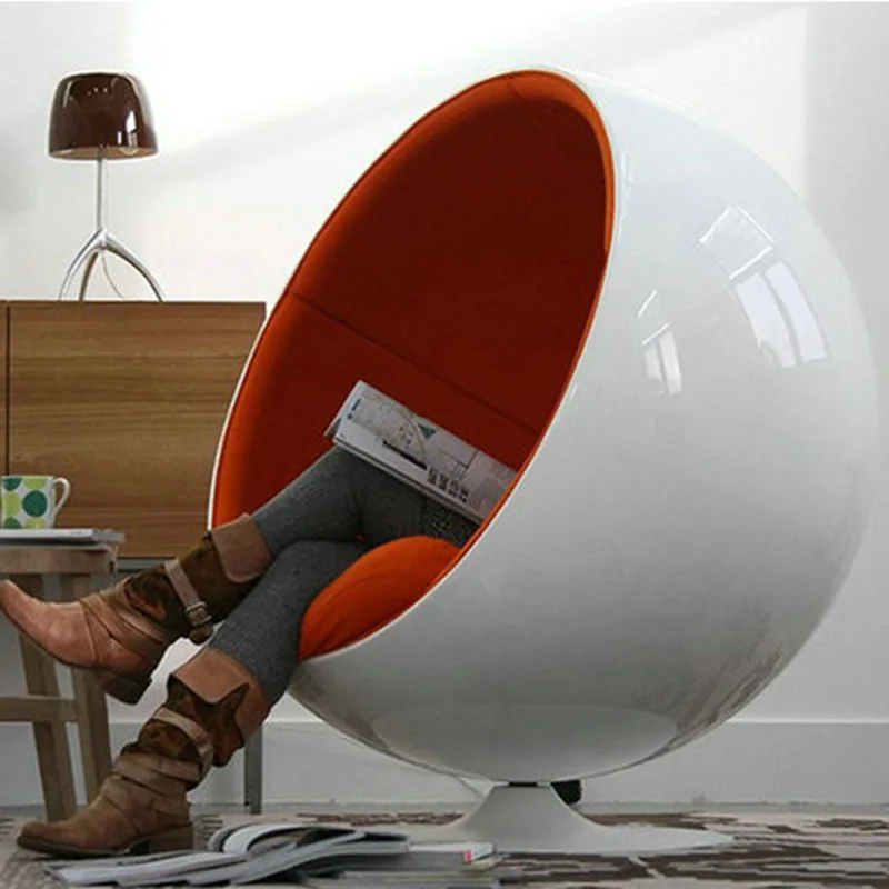 2024 Most Popular Modern Luxury Upholstered Arm Ball Chair with Velvet Fabric Ergonomic Design Round Ball Chair for Living Room