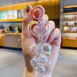Baimao creative acrylic colorful love beaded keychain pendant fresh sweet transparent key chain bag accessories pendant