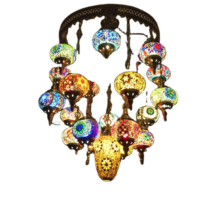 European style retro romantic hotel lobby duplex KTV Cafe Handmade Large Turkish Chandelier