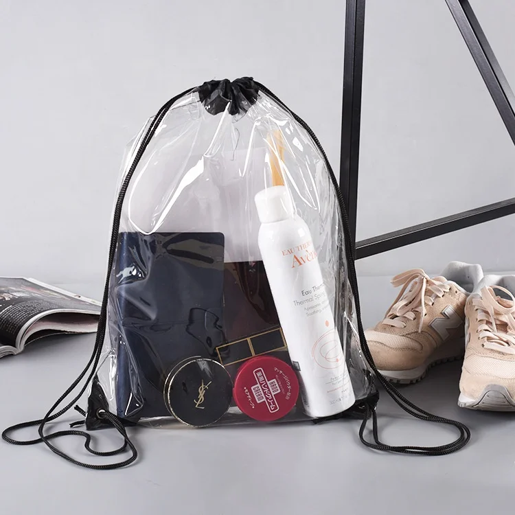 wholesale customized clear transparent pvc plastic promotional private label backpack clear pvc drawstring bag