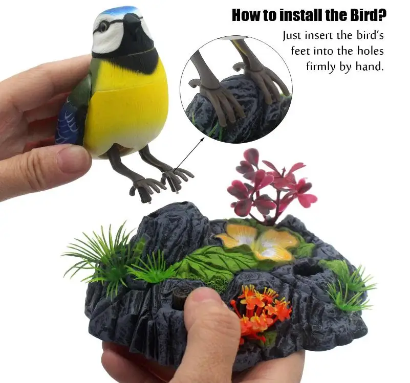 Electronic Bird Toy Simulation Parrot Move Chirp Realistic  Animal Pet Garden Office Decoration Kids Birthday Christmas Gifts