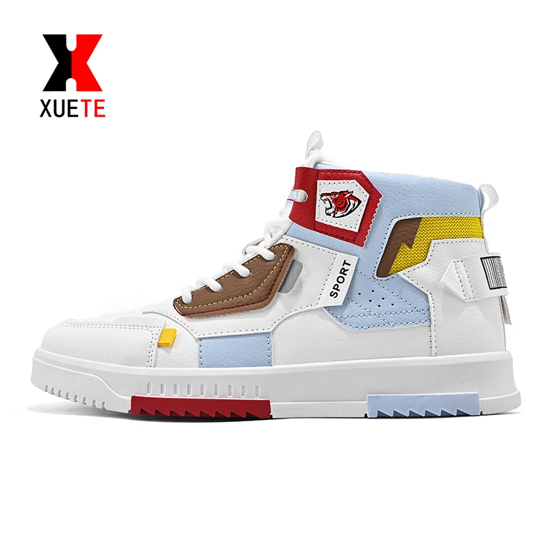 New zapatos de hombre High top Basketball style Hard-Wearing breathable pu Fashion sneakers casual shoes for men