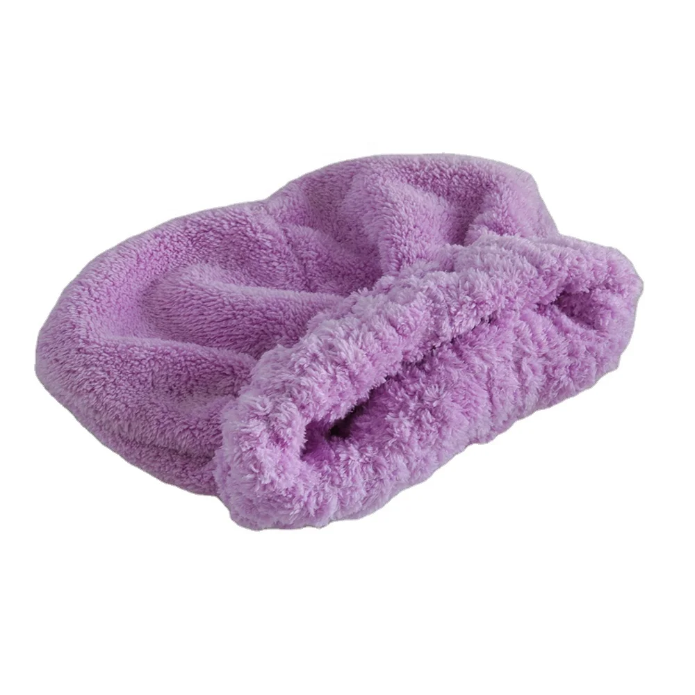 Soft Women Head Coral Fleece Microfiber Bath Hair Cap