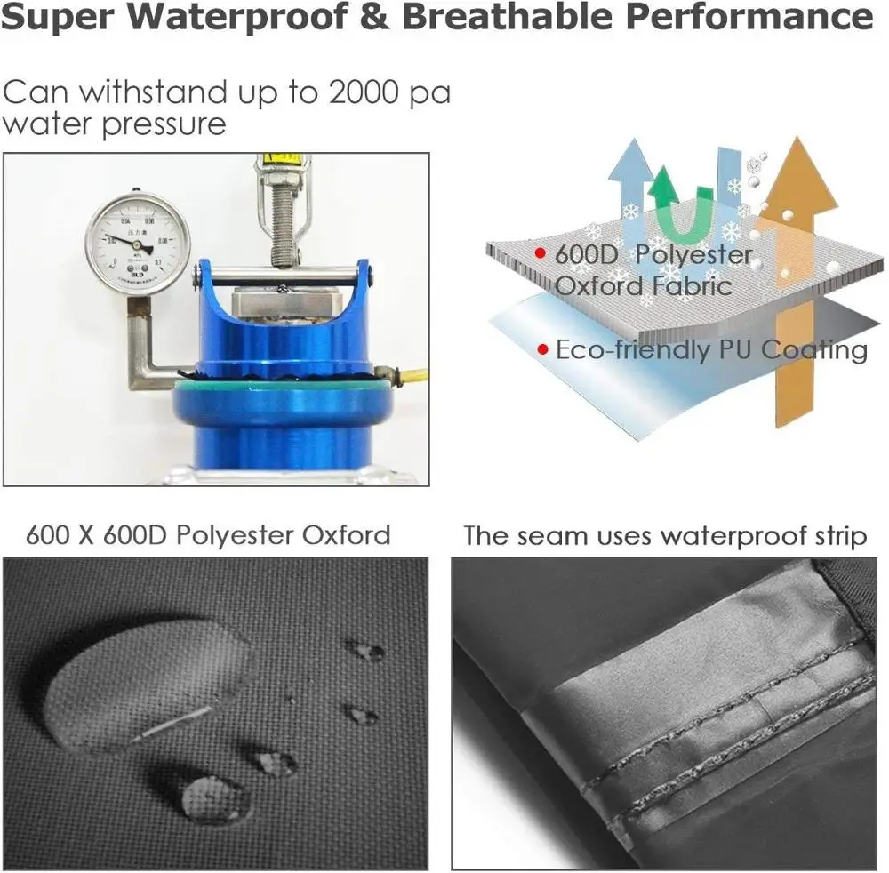 
Waterproof Boat Cover Heavy Duty 600D Polyester Oxford Professional Bass Runabout Durable and Tear Proof All Weather Boat Cover 