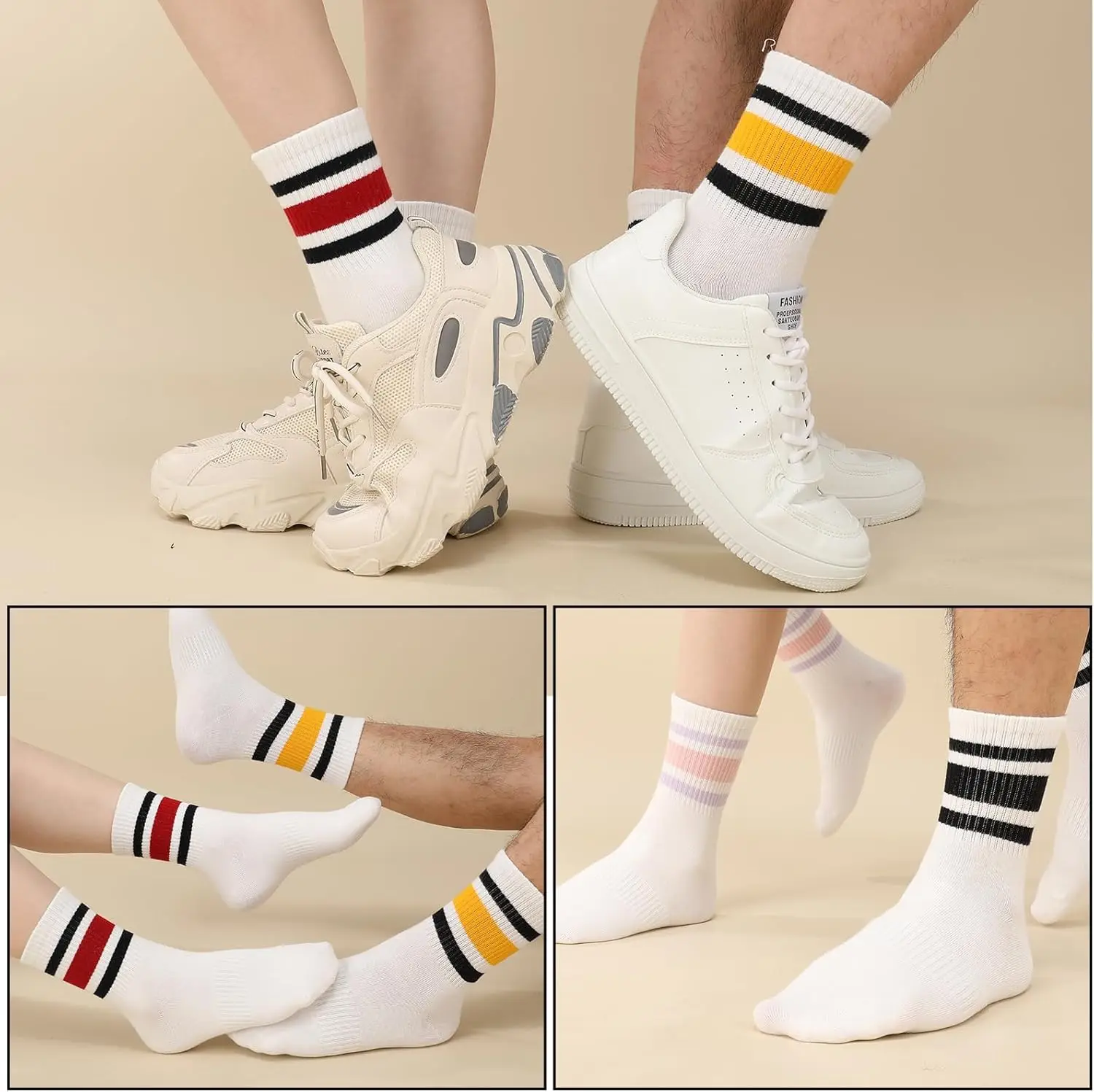 Classic Retro Stripe Tube Socks Women Girls Athletic Sport Running Crew Socks Casual Cotton Knitted Novelty Socks Logos Autumn
