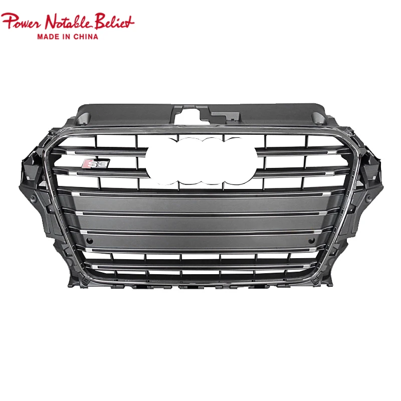 2014-2016 Automotive plastic front grille for Audi A3 Chrome black silver auto front bumper grill for Audi S3