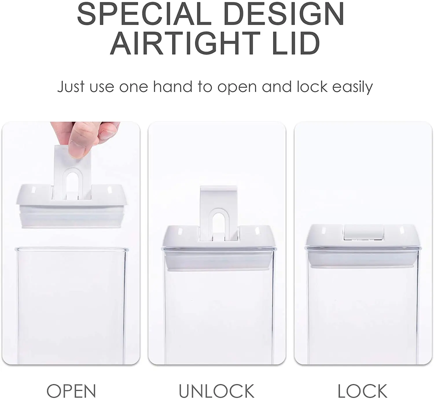 Modern 4-Piece BPA Free Airtight Plastic Cereal Containers EasyLock Lids for Dry Food Packaging Eco-Friendly Design