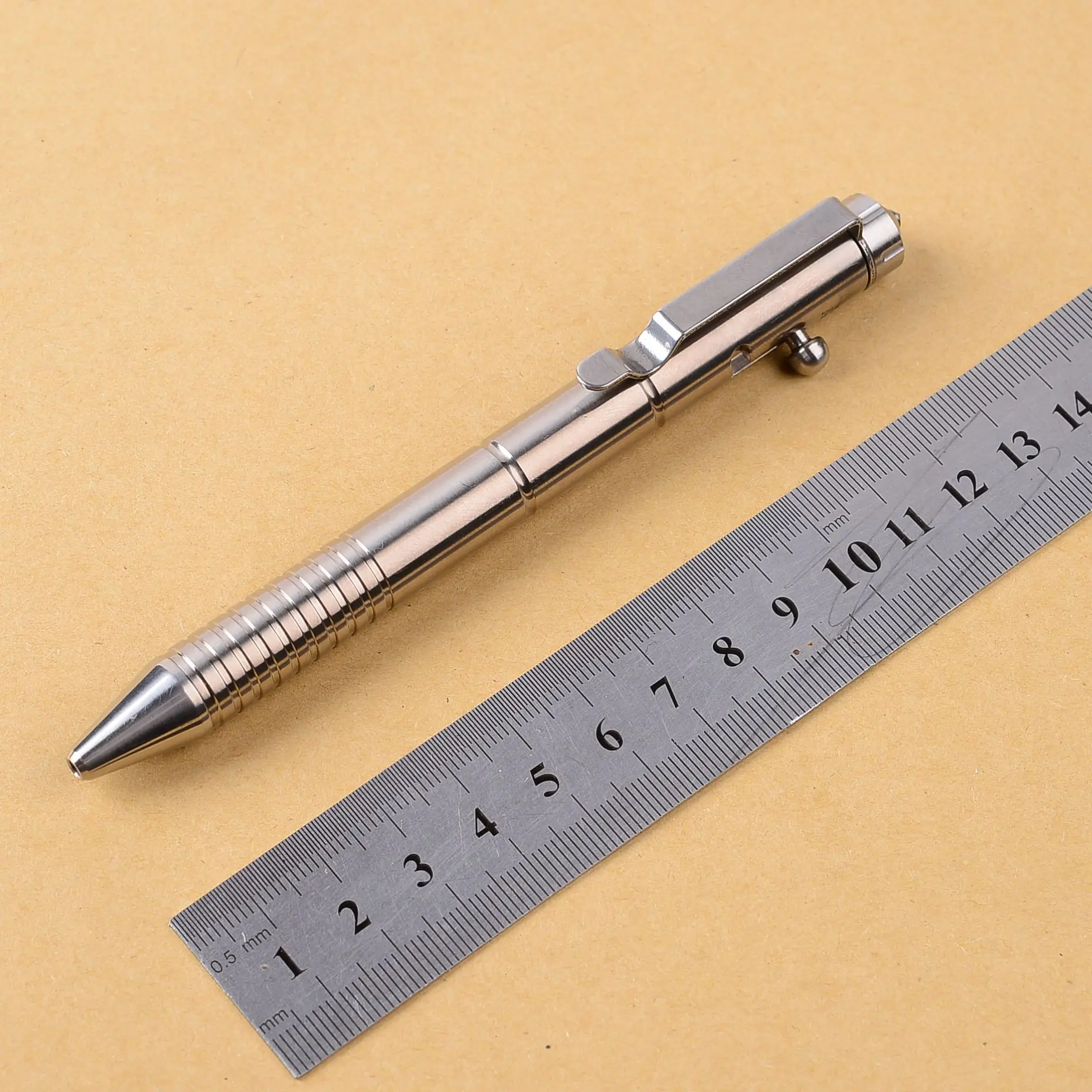 Hollow Out Style Stainless Steel Tactical Pen with gun style bolt pusher Self Defense Survival Glass Breaker Pen