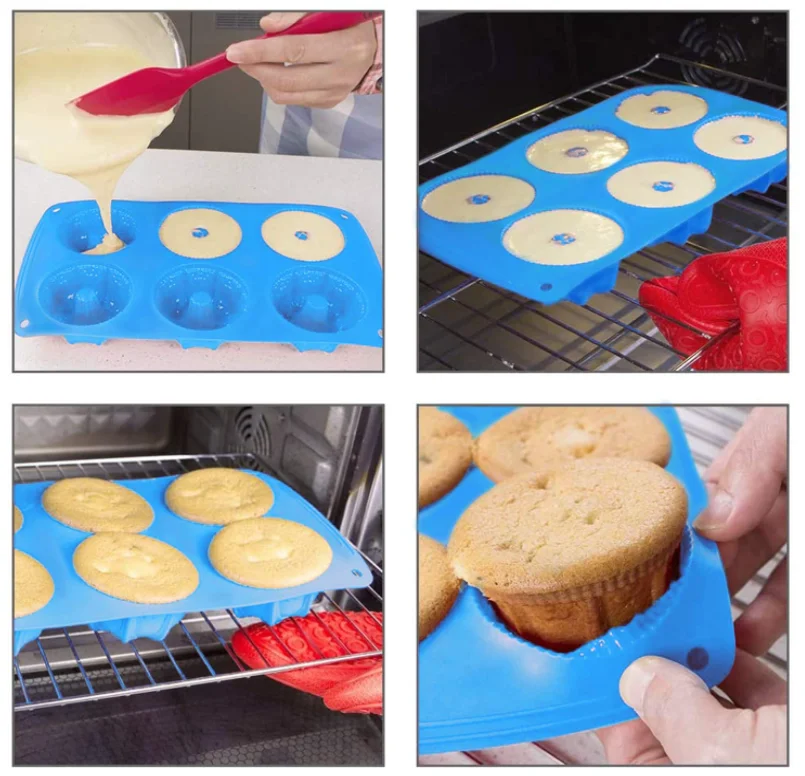 Mini Bundt Cake Silicone Pan Fluted Tube Cake Pans European Grade Non Stick Fancy Molds for jello, Cupcake, Doughnut Donut