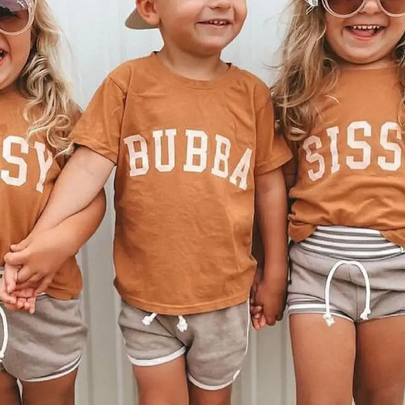 Summer 1 Pcs Private Label Toddler Children Boys Girls Clothing Sissy Bubba Cotton Kids T-Shirt