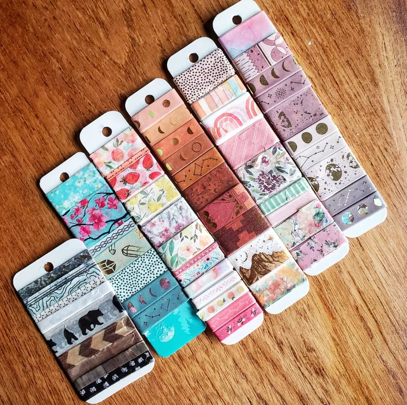 recycle clear  foil print handmade washi tape greeting cards custom