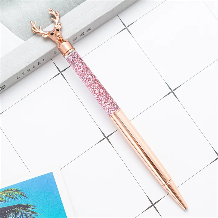 Ready to ship ! Factory price customisable metal pens stationery luxury New Design Bling Bling Colorful Writing Click ballpoint pen with logo