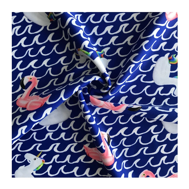 4 way stretch breathable elastic animal printed bra fabric children swimwear