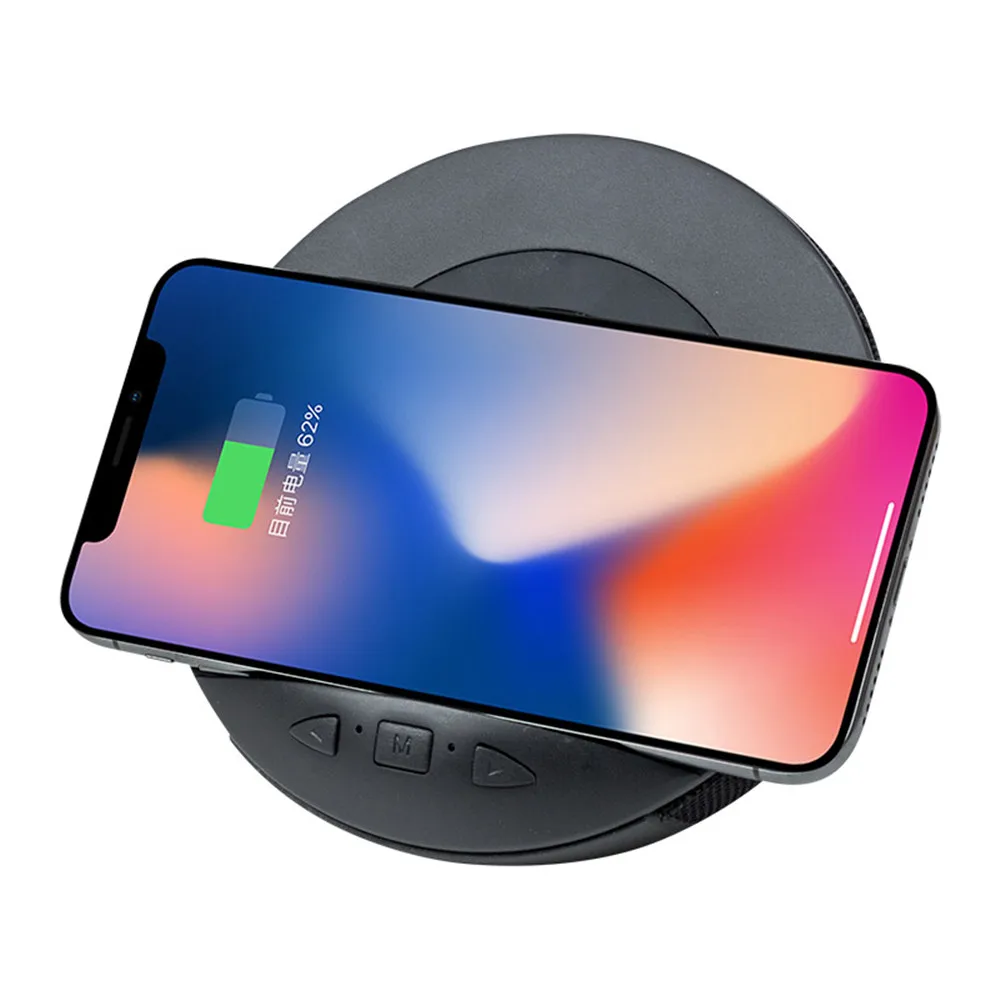 Quality Wireless Charger Mini Portable Music Player Fabric Stereo Bass Cell Phone Docking Bluetooth Speaker
