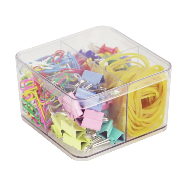 Promotional Metal Paper Clip Cheap Office School Binder Clips Thumbtack Combination Set with Plastic Box Wholesale