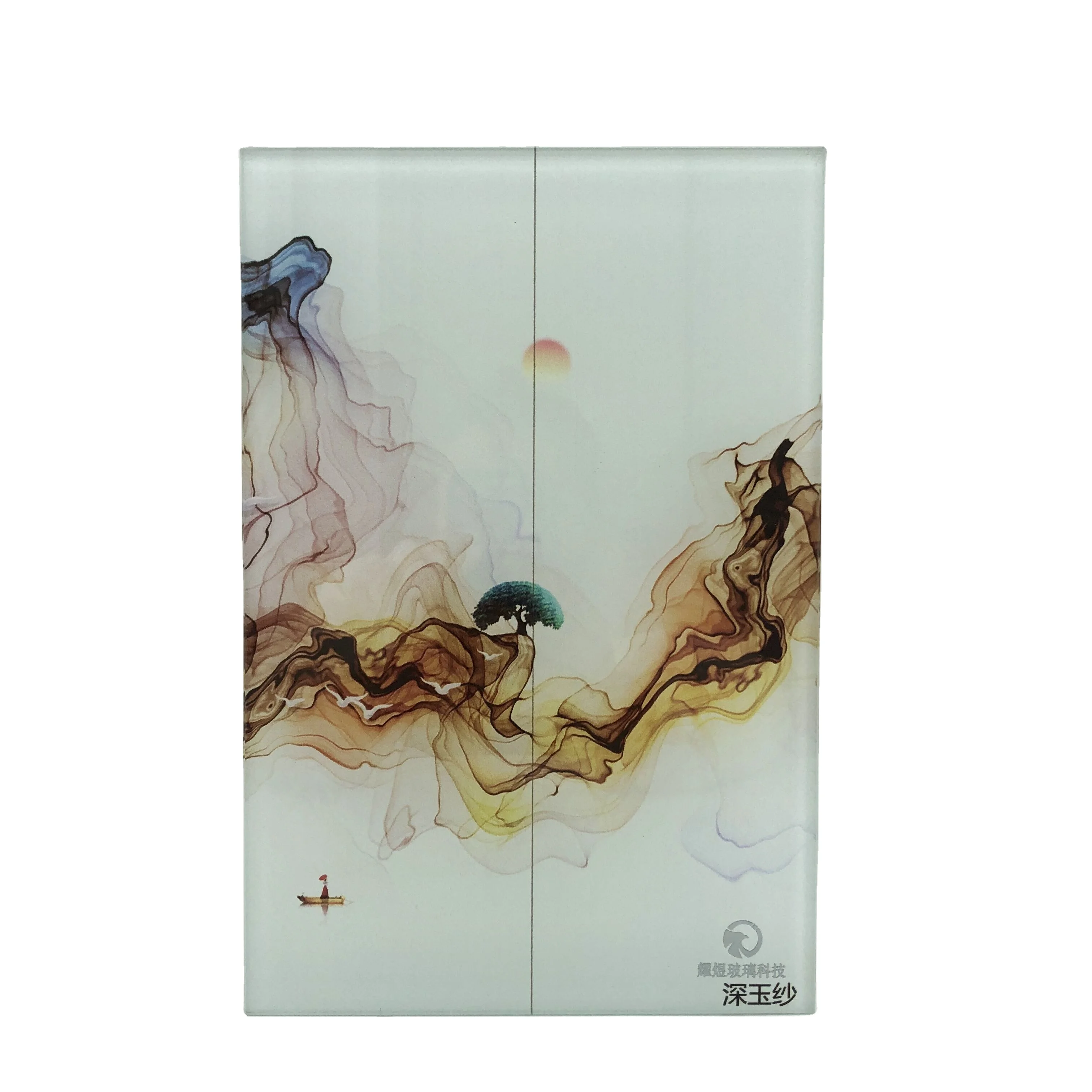 Manufacturer customized sandwich glass landscape painting glass screen partition landscape wall decoration sandwich glass