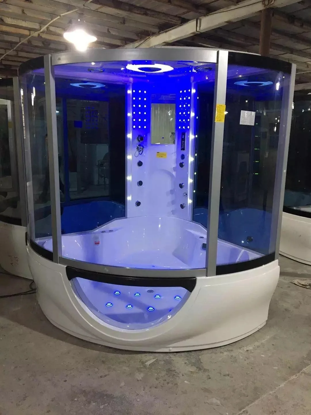 Fan-shaped large-capacity bath cabin shower luxurious wet steaming with overhead spray giant deep tray shower stall