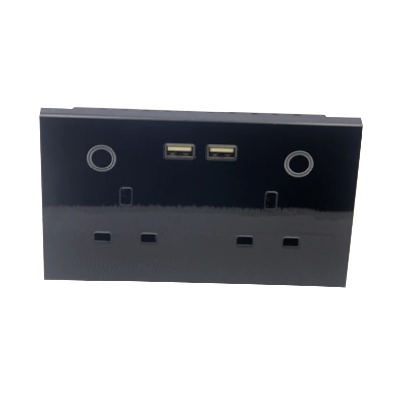Touch Smart Wall Socket With Switch Dual USB For Home Hotel Zigbee Twin UK Outlet Black and White