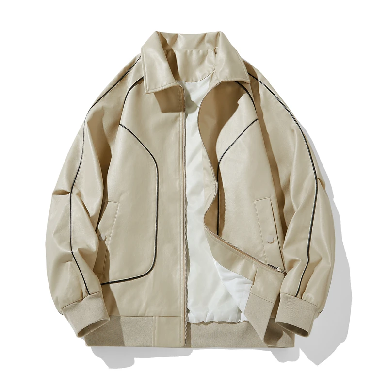 New Genuine Fashionable Plus Size customized Coat  khaki Black Letterman College Leather Bomber Jacket For Men