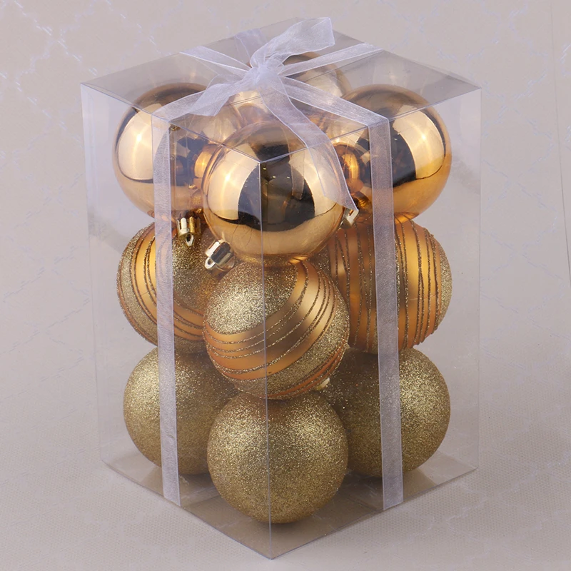 2023 New Design Christmas Balls Set 12 pieces Golden Christmas Balls Ornaments Hanging Tree Pendants Christmas Decoration Gifts