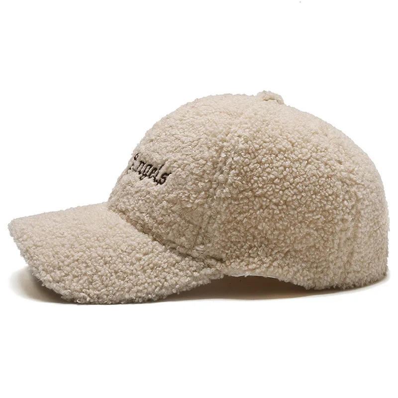 High Quality Custom Logo Wool Furry Fashion Men Plain White 6 Panel Soft Winter Plush Fluffy Baseball caps