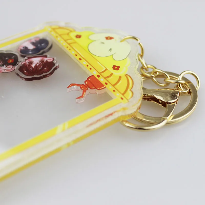 Cheap custom acrylic key chain cartoon design clear plastic sublimate print shaker keychain custom acrylic keychain