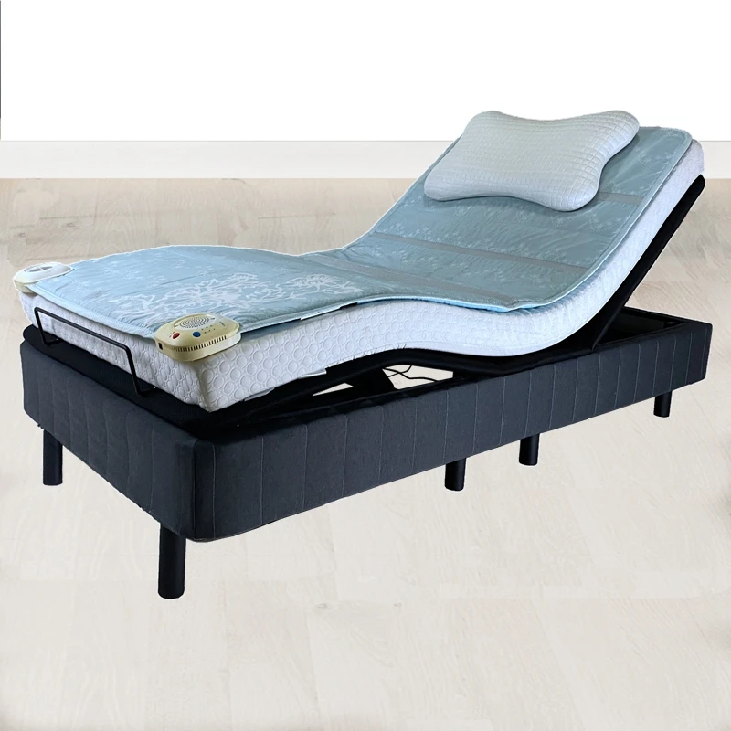 Upholstered Adjustable Bed Frame with Wireless Remote wood board and 8 legs
