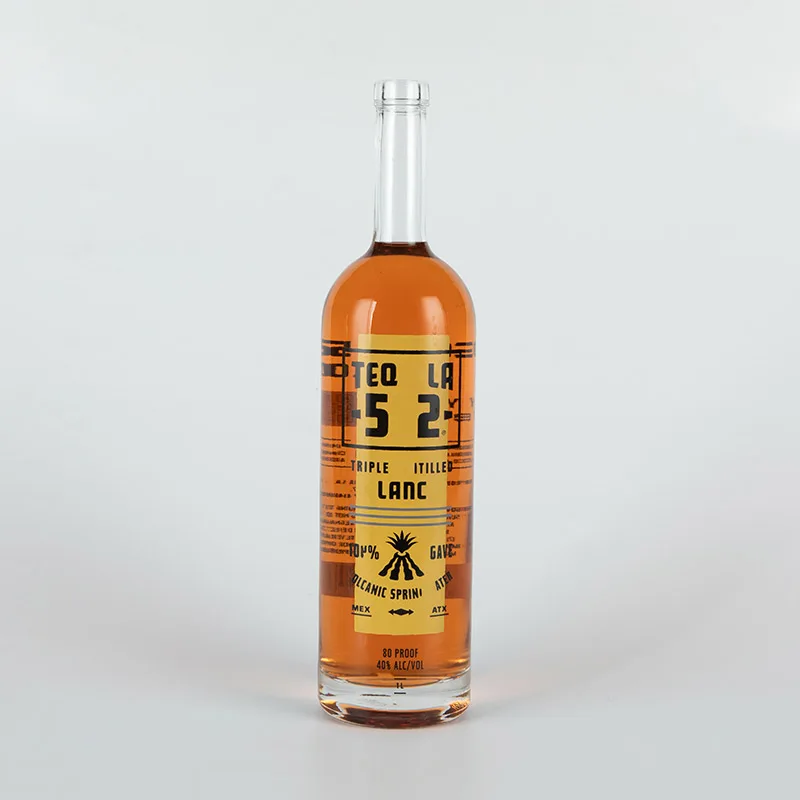 Large liquor bottle 1L custom logo printed tall glass spirits bottle whiskey vodka gin Arizona glass liquor bottles