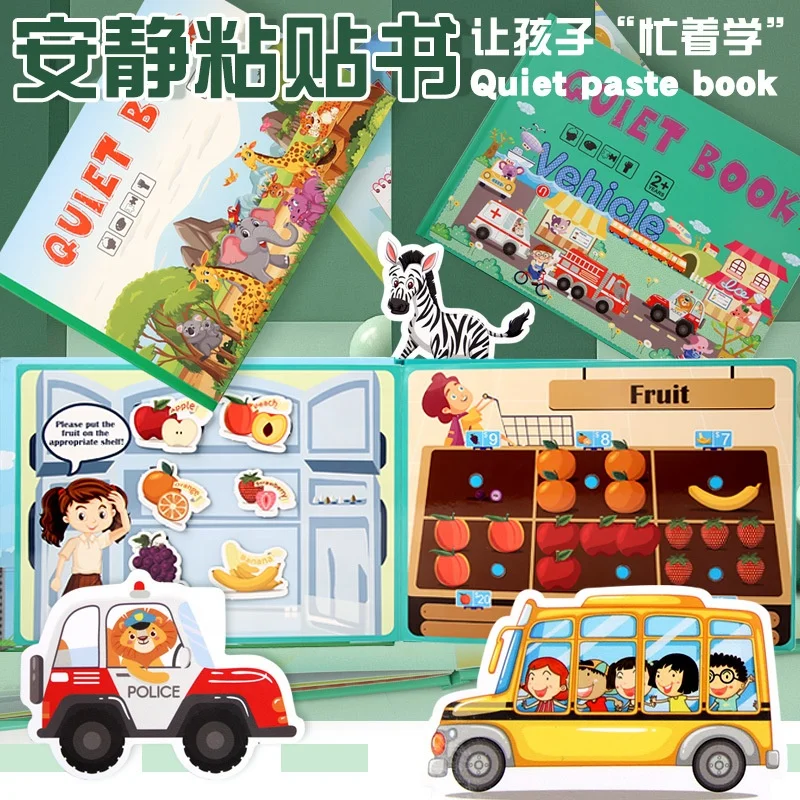 Children Montessori Preschool Busy Book Stickers Learning Sensory Animal Educational Activity Book for Toddlers