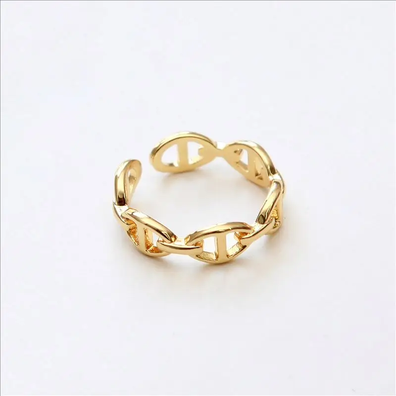 Maxery New Design Metal Brass French Cool Style Ring Hot-Selling Pig Nose Brass Ring Opening Adjustable Ring Ins