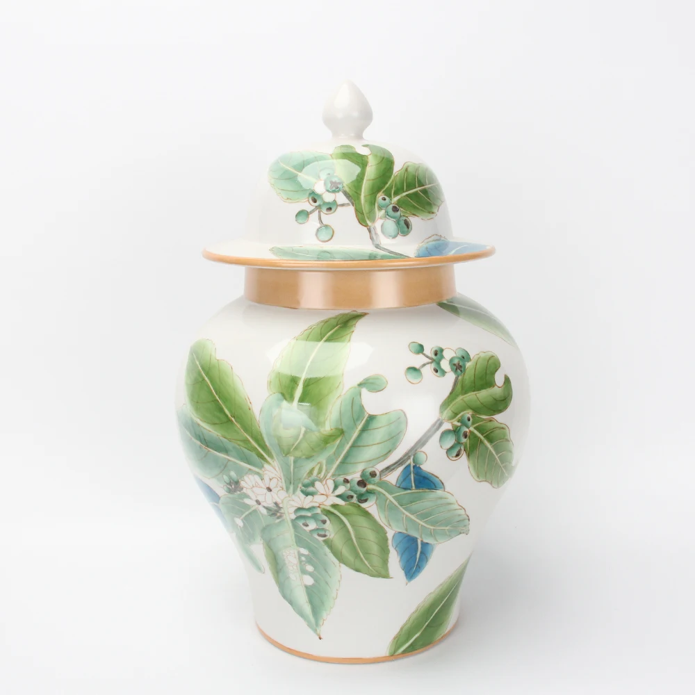J154 Chinese porcelain green ginger jar farmhouse decor decoration ceramic vases for home decor