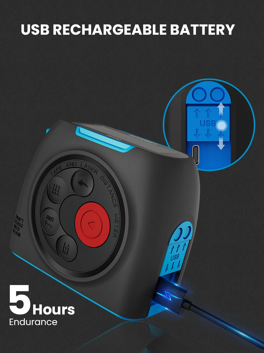 Mileseey Dt30 3 In1 Laser Distance Meter 60m Digital Laser Measuring 5m Tape Measure With Measurement Lcd Display