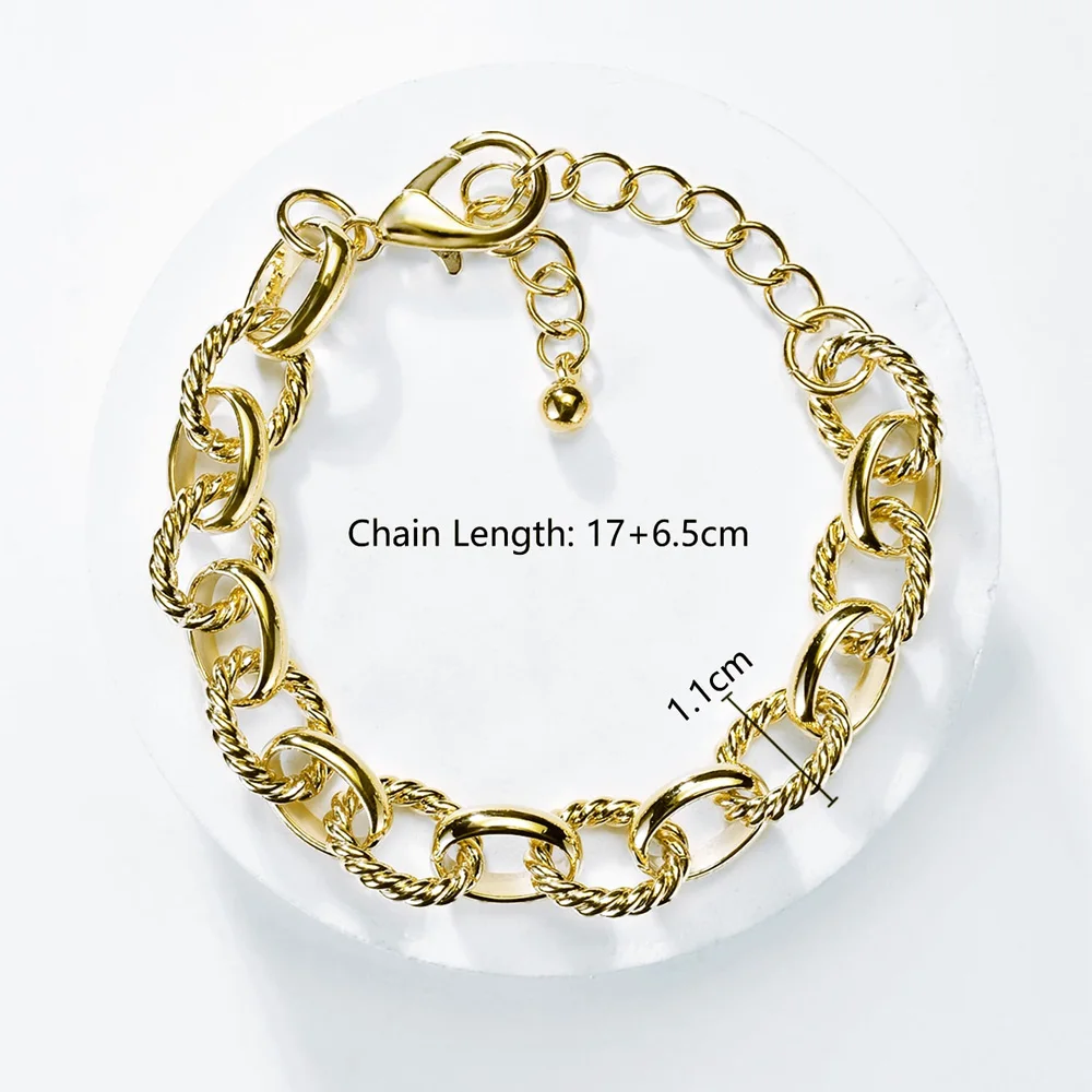 18K Gold Retro Hip-Hop Cuban Bracelet Simple Fashionable Unisex Accessory for Weddings Parties Festivals Gift for Men Women