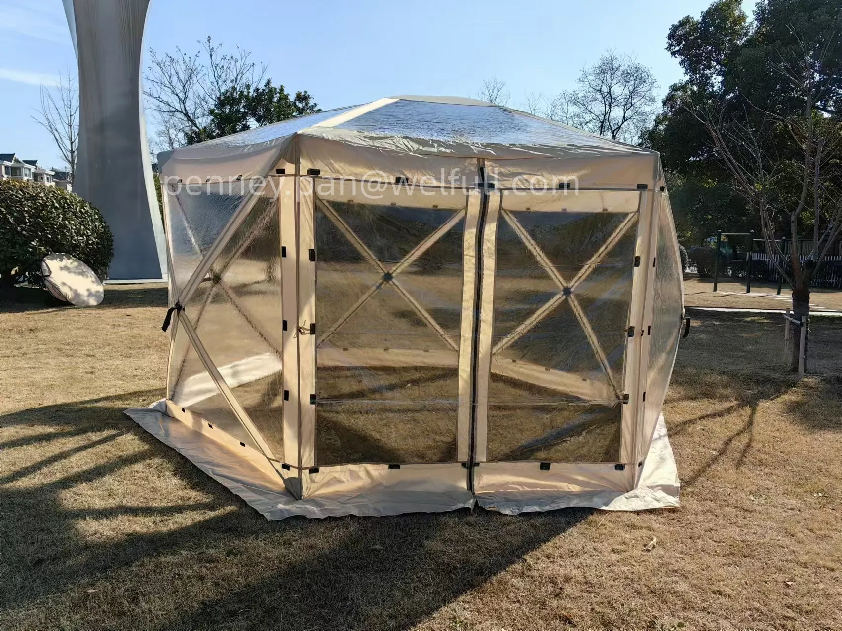 6-sided Hex Large Pop Up Outdoor Instant PVC Transparent  Igloo Ten Screen House Screened Canopy Clear Bubble Tent