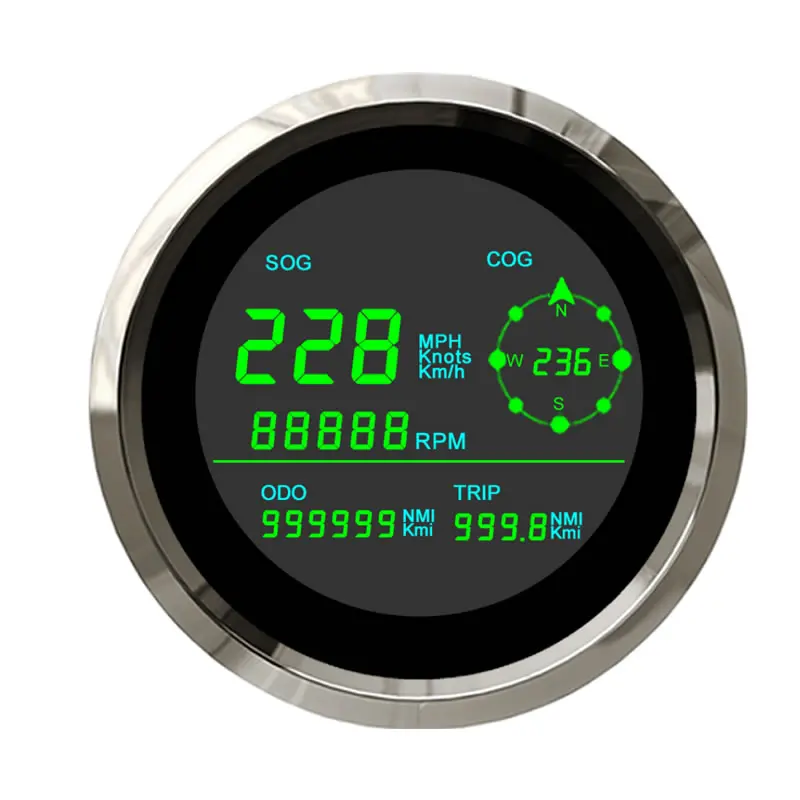85mm LCD Display GPS Speedometer with Tachometer Total/Trip Odometer Show E Scooter Motorcycle Boat Digital