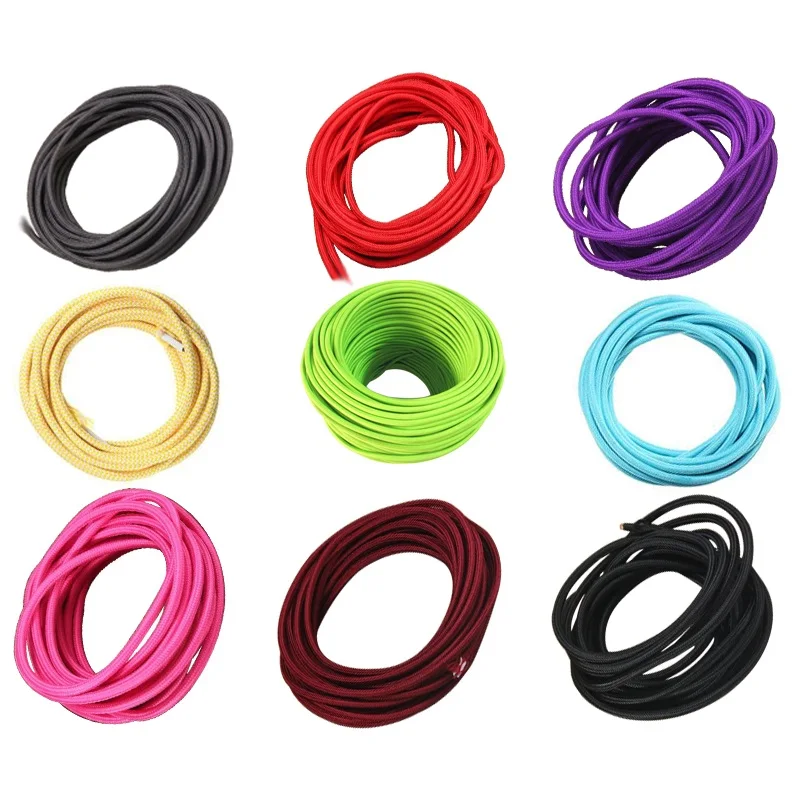 Decorative Wires Electric Cord Fabric Cable Cotton Textile Cable Braided Electrical Wire For Vintage Edison Pendant Lighting