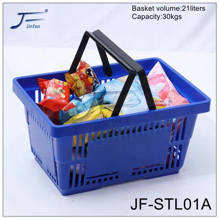 retail shop supermarket store small plastic shopping hand basket with inside handle  customized by direct factory