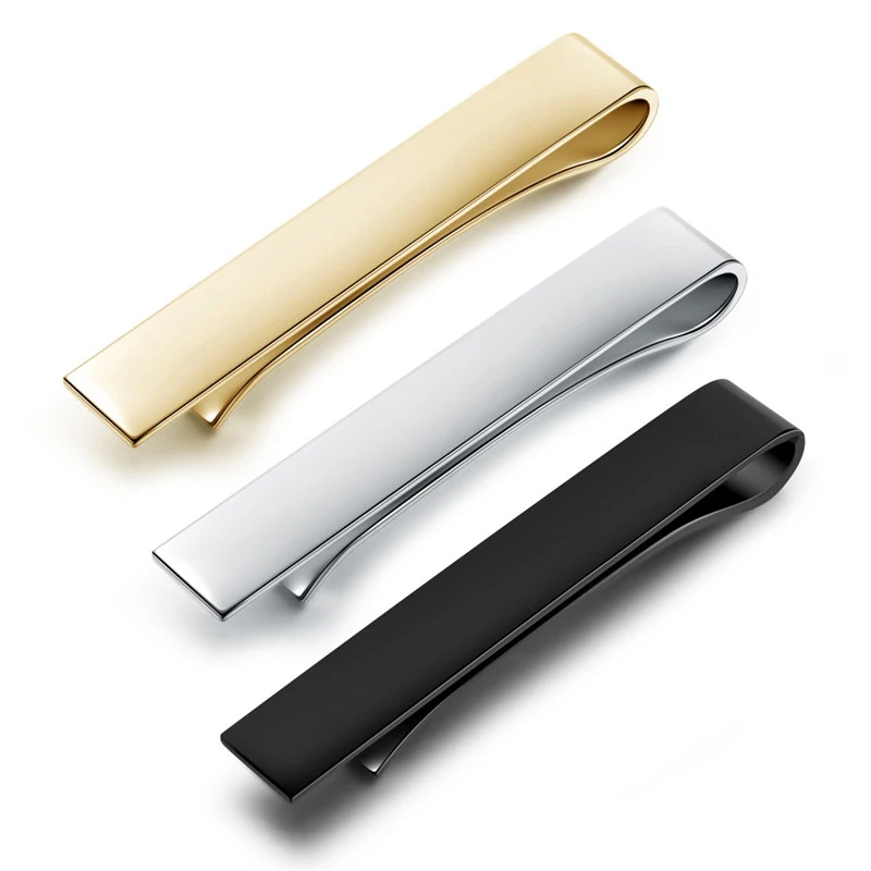 New Fashion Style Cuff Links Tie Clip for Men Metal Gold Tone Bar Clasp Practical Necktie Clasp Custom Logo Blank Tie Clip