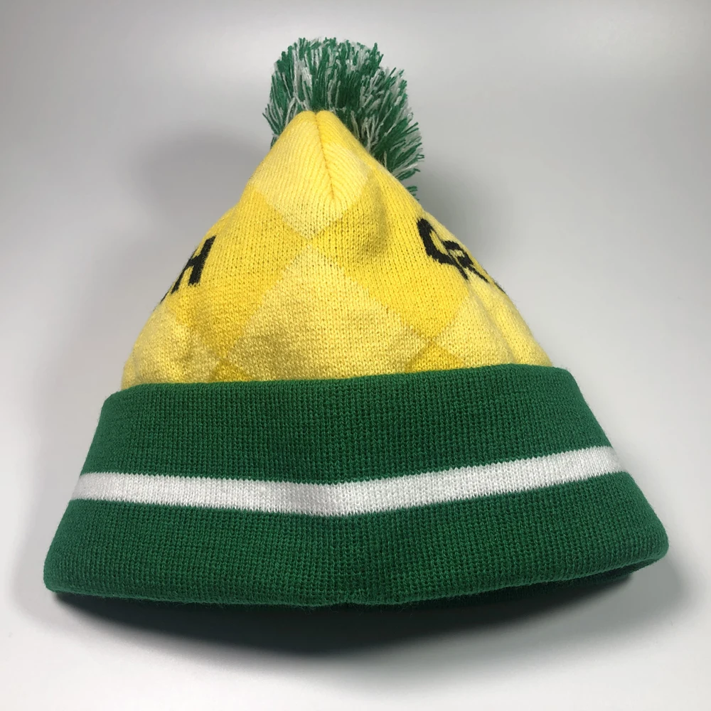 Australian style acrylic cuffed winter hats 2024 Mens sports warmer knitted touques bobble caps pom pom beanies with custom logo