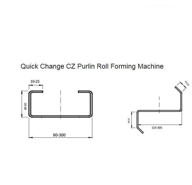 Automatic Cz80-300 C&z Cz Purlin Roll Line Forming Machine