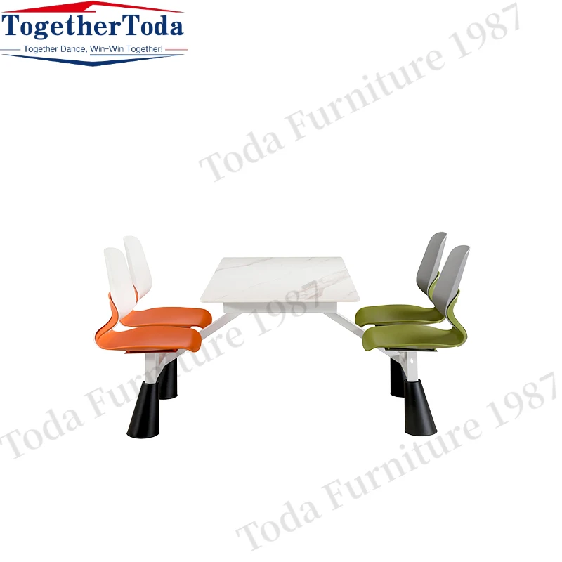 Restaurant Dining Table Heavy-duty Dining Table and Chairs Plastic Plywood Canteen Tables And Chairs Set