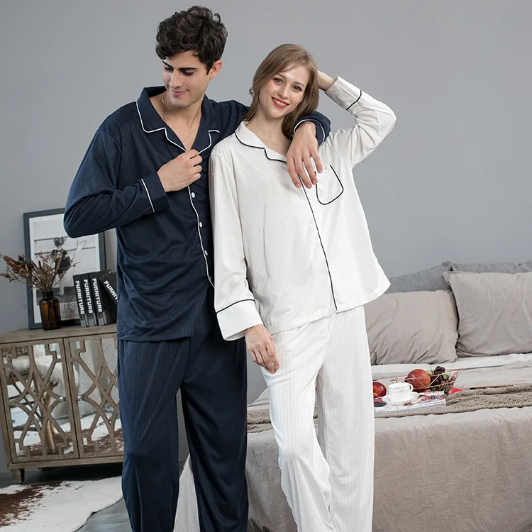 Solid Leisure Long Shirt Sleepwear Cotton Plus Size Unisex Long Sleeves Loungewear Pajamas Sleep Set Matching Couples Home Wear