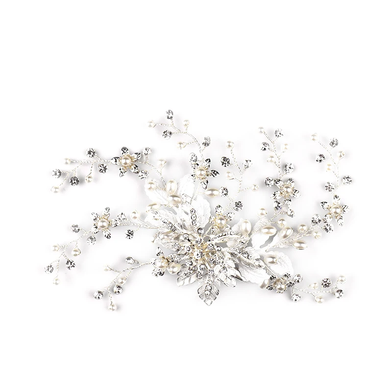New wedding hair clip crystal bride hair piece bridal metal flower rhinestones barrettes bridal hair clips for girls