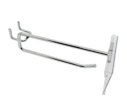 Pegboard Metal Trough Plate Chrome Double Galvanized slat wall Hook Zinc Supermarket Display Shelf Hooks
