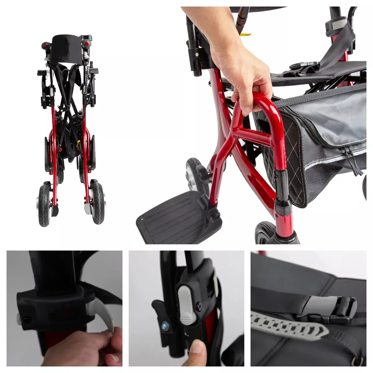 Folding 4 wheel walker joystick control patient transfer chair disabled power rollator wheelchair for adults