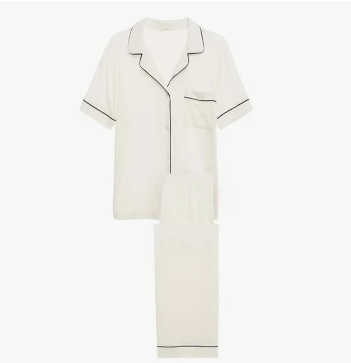 
OEM Button Closure Short Pajamas Satin Long Sleeves Custom Silk Nightwear Pajamas 